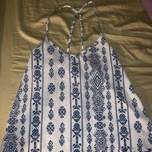 Printed blue and white top